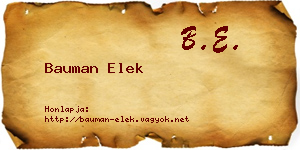 Bauman Elek névjegykártya